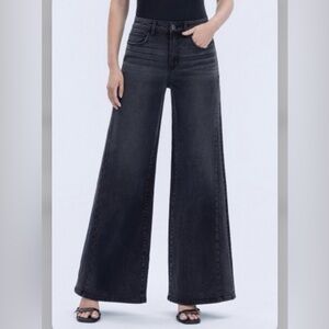Wide Leg Flare Jeans in Washed Black - Women